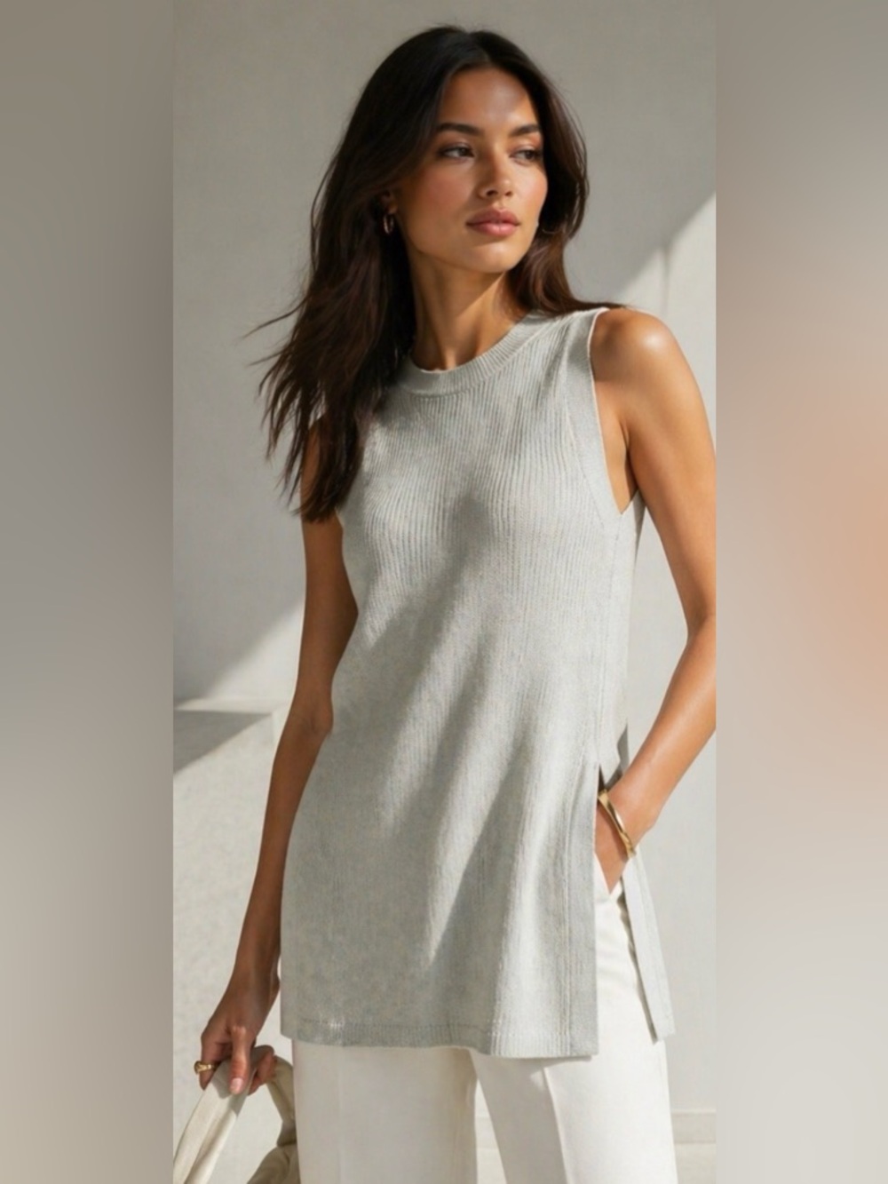 Aritzia Wilfred Palmier Sleeveless Tunic Minimalist Longline Top Size XS